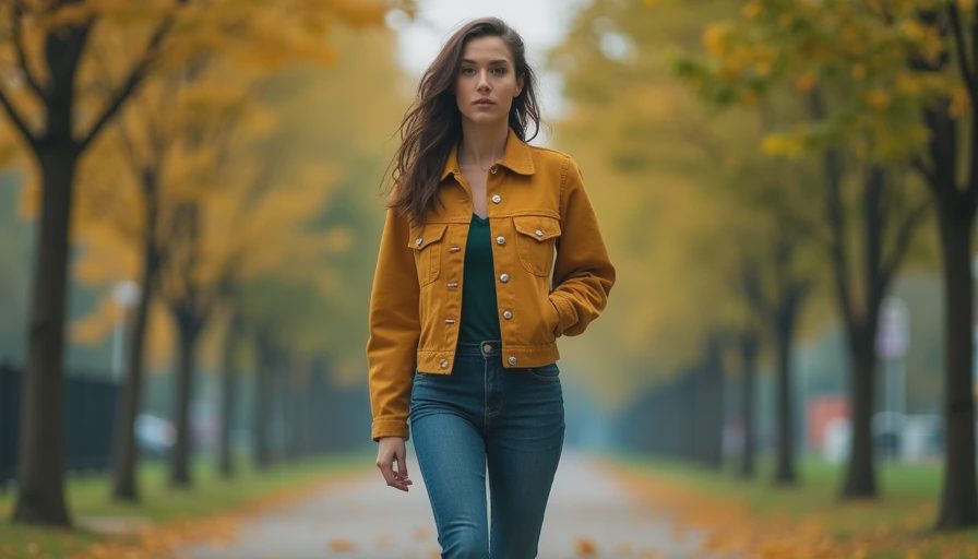Visual context for vintage jacket modern outfit